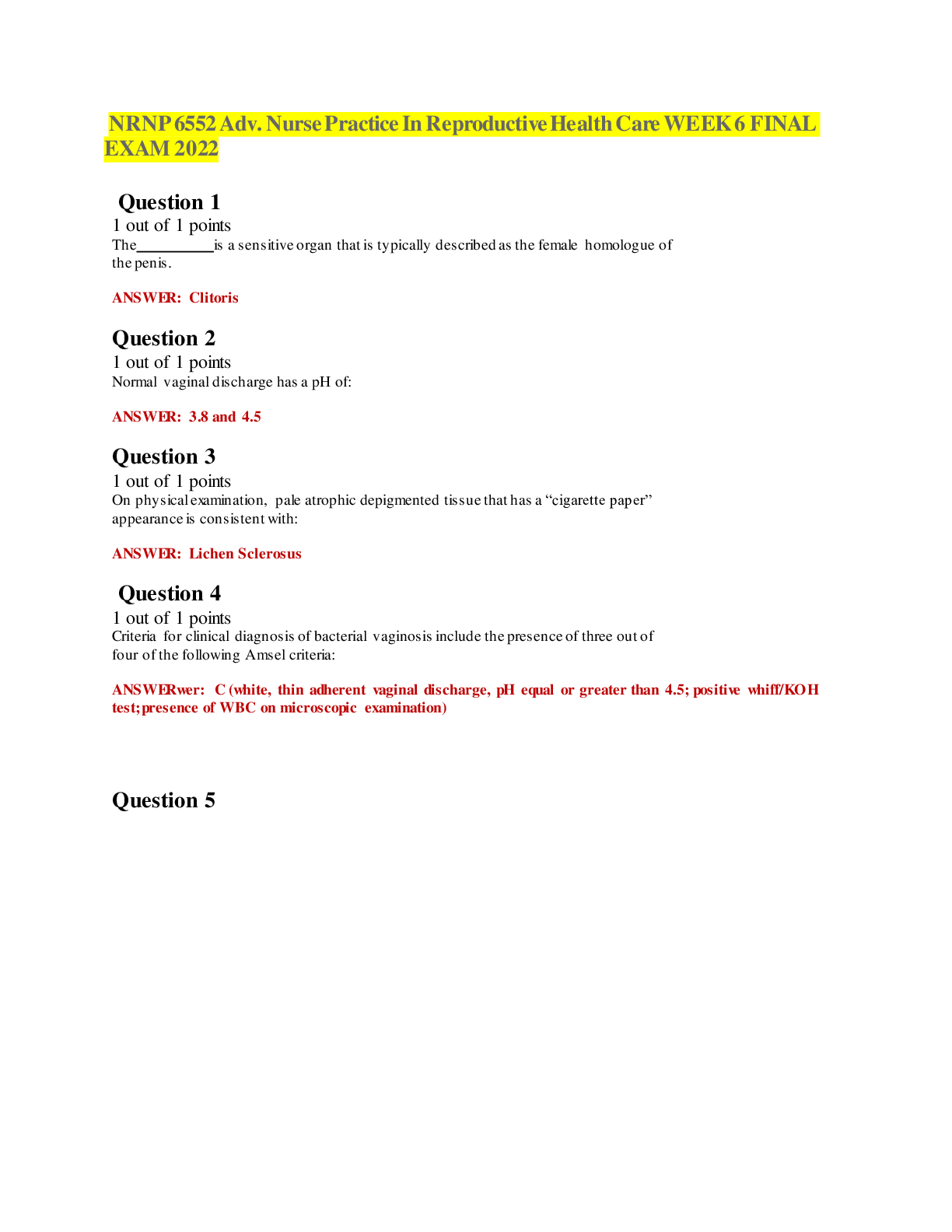 Preview image for NRNP 6552 Midterm Exam 2022 Week 6 Questions & Answers Updated 2022